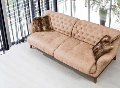 Braune Couch Sofa Wohnzimmer Couchen Polster Möbel Dreisitzer 221cm
